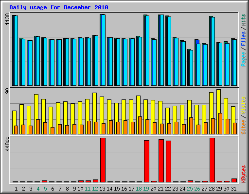 Daily usage for December 2010