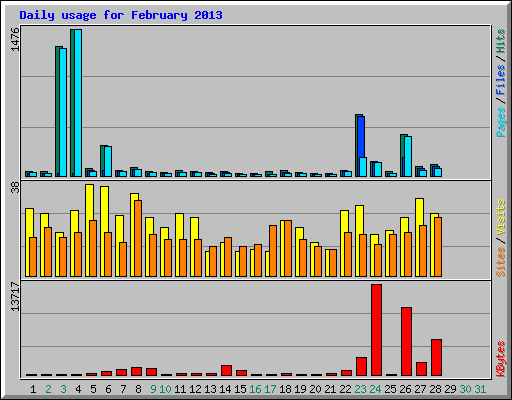 Daily usage for February 2013