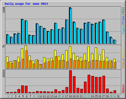 Daily usage for June 2013