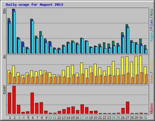 Daily usage for August 2013