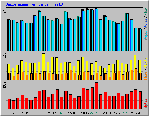 Daily usage for January 2018