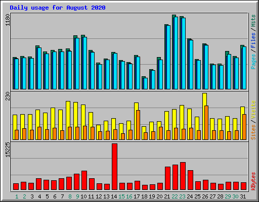 Daily usage for August 2020