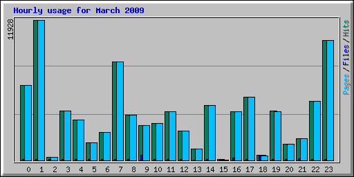 Hourly usage for March 2009