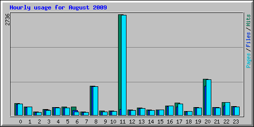 Hourly usage for August 2009