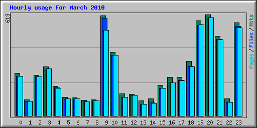 Hourly usage for March 2010