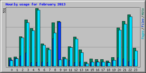 Hourly usage for February 2013