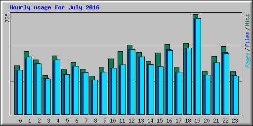 Hourly usage for July 2016