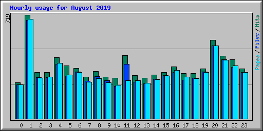 Hourly usage for August 2019